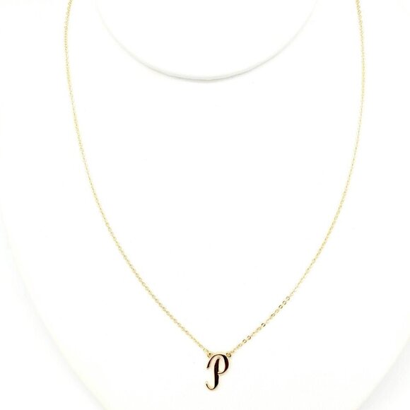 Crown & Ivy Monogram Initial Letter "P" Necklace 18" Gold Tone NEW ON CARD - Picture 2 of 5